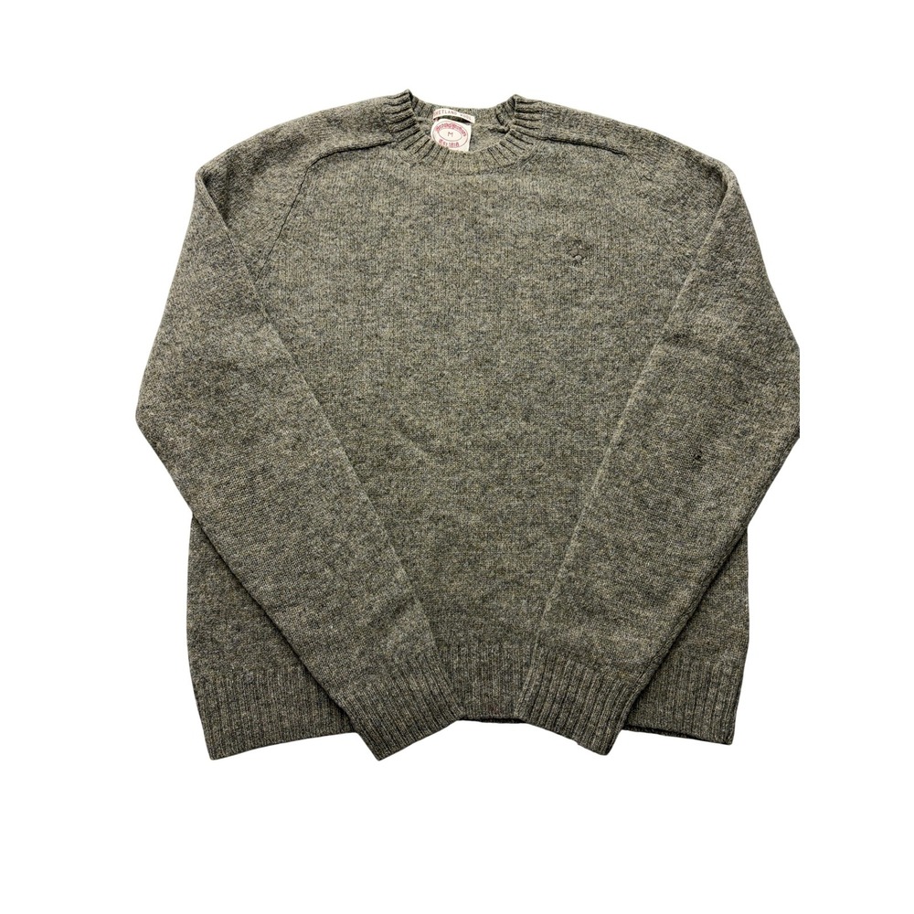Brooks Brothers Sweater Mens Medium Gray Shetland Wool Crewneck Knit Pullover